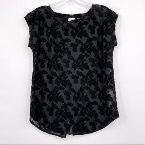 Aritzia Wilfred Black Floral Jacquard Open Back Blouse “Anvers” Sz XXS